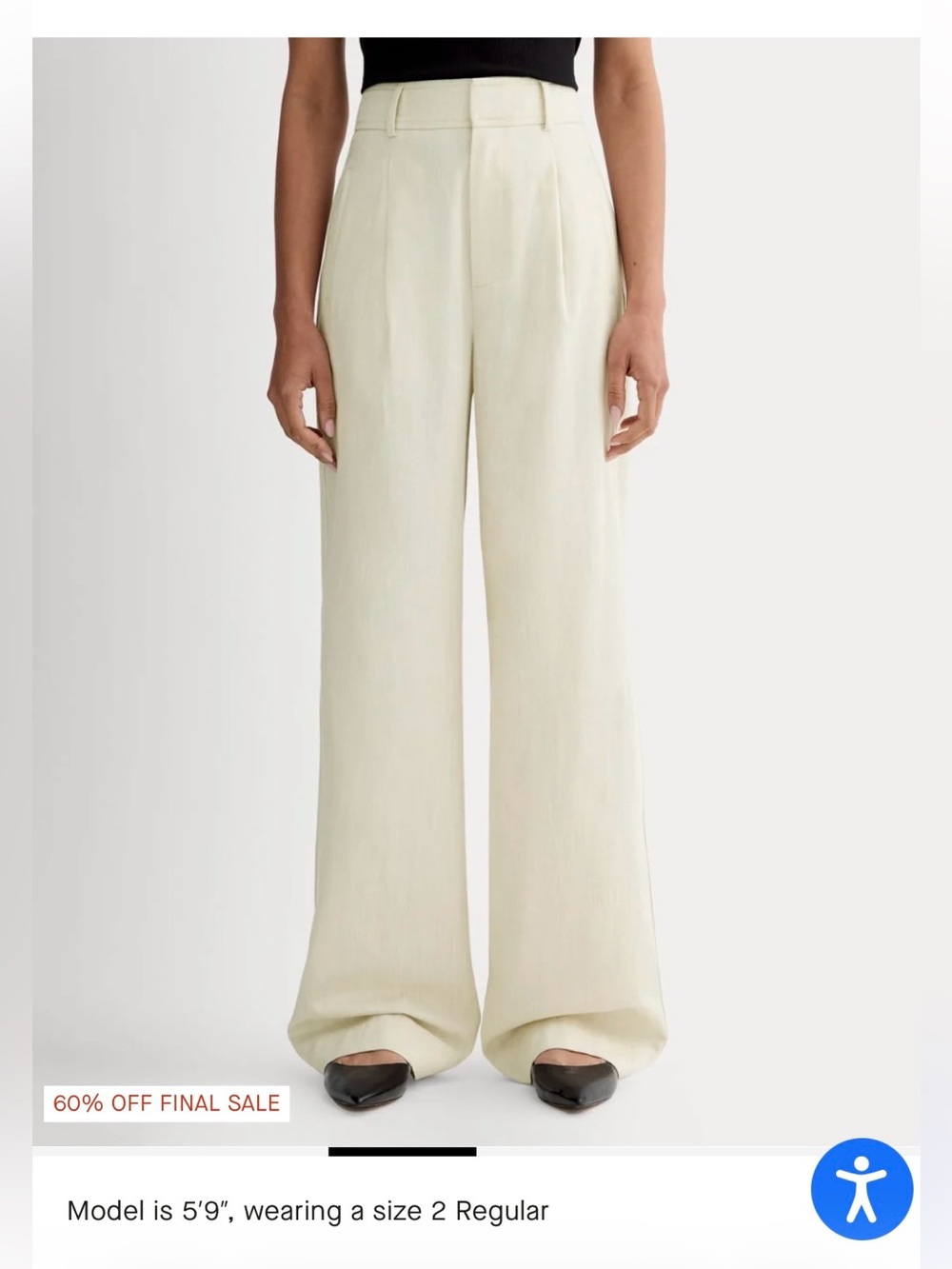 NWT Everlane Way High Drape Pant - Wide-Leg High-Rise Pants in Sandstone Beige
